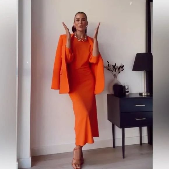 ZARA OPEN BACK LONG KNIT DRESS - Picture 7 of 8